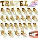 105 Pcs Chenille Letter Patches Self Adhesive Iron on Colorful Chenille Embroidered Patches with Gold Glitter Jean Stickers for Clothing Hat Backpack Bag Jacket(Brown Gradient Series)
