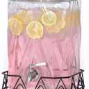 Glacial Ice Design Glass Beverage Dispenser with SS Spigot and Stand - 2.5 Gal