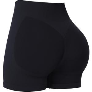 Sunzel Women's Seamless Scrunch Butt Biker Shorts High Waisted Booty Lifting Workout Yoga Gym Shorts with Tummy Control (Black, XL)
