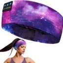 LC-dolida Sleep Headphones Bluetooth Headband Sleeping Wireless Headband Headphones with Thin HD Stereo Speakers Perfect for Side Sleepers, Sport, Yoga, Travel (Purple Starry)