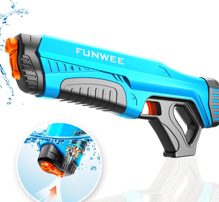 Funwee Electric Water Guns for Adults & Kids, Automatic Water Reload & Shooting Over 250 Blasts Water Blaster Squirt Guns Up to 32 FT Long Range, Summer Beach Pool Backyard Outdoor Toys (Blue)