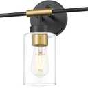 zeyu 3-Light Farmhouse Vanity Lights for Bathroom, 21 Inch Industrial Bath Wall Light Fixtures with Clear Glass Shade, Black and Gold Finish, ZS62B-3W BK+BG
