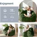 MAXYOYO Giant Bean Bag Chair, Oversized Bean Bag Couch for Adults and Kids, Faux Fur Shell-Shaped Large Chair with Filler, Stuffed Big Accent Sofa Floor Sofa for Gaming, Reading, Green