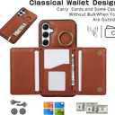 Compatible with Samsung Galaxy S26 Plus S26+ 5G Wallet Case with Tempered Glass Screen Protector Crossbody Shoulder Strap Buckle Card Holder Cell Phone Cover for S26Plus 26S + S 26 26+ Women Brown