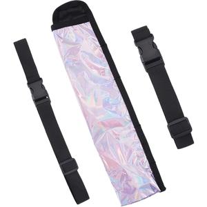 CREATCABIN Laser Rave Fan Holster Rave Fan Bag Holder Folding Hand Pouch Fordable Sleeves Hand Fan Holder with Waist Belt for EDM Music Festival Club Line Dancing Thigh Party Circuit 3x13 Inch