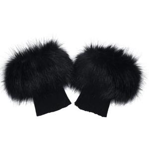La Carrie Women Faux Fur Plush Leg Warmers Short Furry Fuzzy Leg Cuffs Girls Winter Knitted Boot(Black)