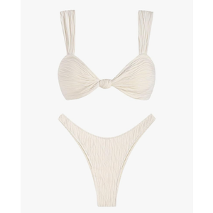 ZAFUL 2025 Cheeky Bikini Sets for Women High Cut Swimsuit Textured Ribbed Bikini Thong Bathing Suit XS