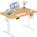 DUMOS 48 Inch Electric Standing Desk Height Adjustable, Sit to Stand Up Computer Workstations Work PC Table Home Office Study Writing Gaming Desks with Memory Presets for Walking Pad, Bedroom, Oak