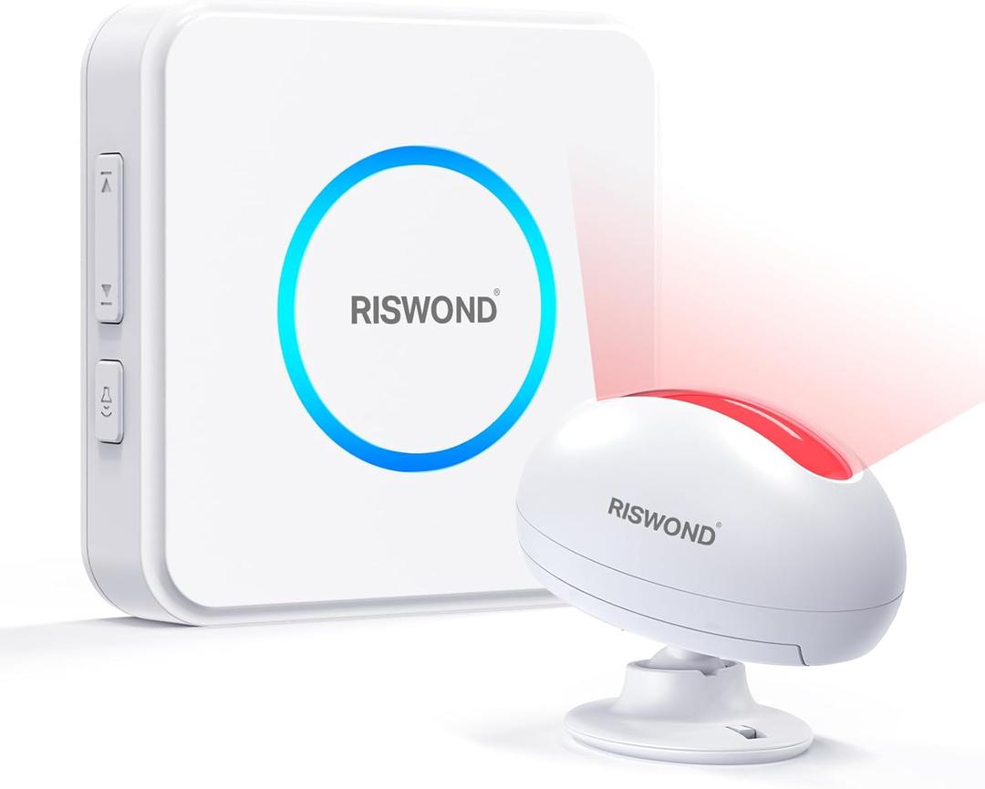 Motion Sensor Door Chime, Wireless Motion Detector Alarm Indoor, Business Entry Alert Bell with Buzzer, Doorbell for Home/Garage Door/Store, USB/Battery Powered