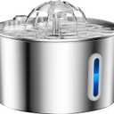Cat Water Fountain Stainless Steel - 74oz/2.2L Automatic Large Pet Watering Bowl Dispenser for Indoor Dogs - Drinking Fountains with 3 Filter, Gifts for Cats and Kitty - Dog Waterer Bowls No Spill