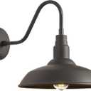 14in Dome Outdoor Gooseneck Lights for Barn, Dark Bronze Exterior Farmhouse Light Fixture with Wall Mount, Outside Goose Neck Wall Sconce for Patio, Porch, Entryway