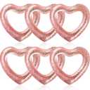 Sumund 6 Pack 47.3x39.4 Inflatable Hearts Beach Party Rose Gold 