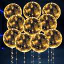 LED Light Up Balloons 10 Pack  20" Transparent Glow Balloons Light Up with LED String Lights & Switch, Easy Air or Helium Use for Special Events, Weddings, Party Decorations & Festive Nights