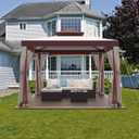 Patio Gazebo Tent Outdoor Canopy Shelter 10'x10' with Removable Netting,100 Square Feet of Shade for Garden, Backyard Deck and Lawns (Red)