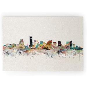 Society6 Bri Buckley Boston City Skyline Welcome Mat, 36" x 24"