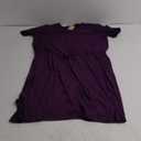 HUSKARY Women Summer Casual Midi Dresses Short Sleeve V Neck Drawstring Knee Length T Shirt Dress with Split and Pocket (X-Large, Purple)