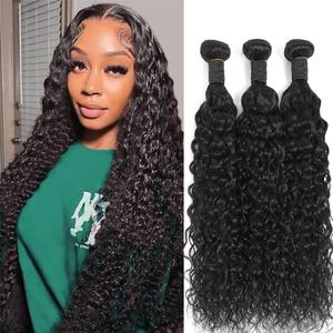 Human Hair Bundles 16/18/20 Inch 12A Brazilian Virgin Water Wave 100% Unprocessed Remy Hair 3 Bundles/Lot Natural Black Sew-In Wavy/Curly Hair Extension 32 cm
