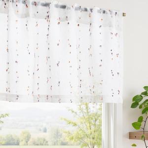 jinchan Valance Curtains for Windows 16 Inch Colorful Mini Pom-Pom Country Farmhouse Kitchen Valance Semi Sheer Voile Samll Window Treatment for Bedroom Living Room Rod Pocket 1 Panel Amber Bloom