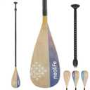LINGVUM SUP Paddleboard Paddle, Adjustable Stand-Up Paddle Board Paddle | Premium Carbon Fiber Shaft and Enhanced PP Blade, 66-82" (170-210 cm), Bamboo&Orange Wave Pattern