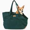 Cozy Plush Dog Purse Carrier for Small Dogs - Dog Carrier Purse with Secure Harness Clip, Dog Tote Bag for Small Dogs and Puppies - Green