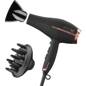 INFINITI PRO by CONAIR Hair Dryer, 1875W Blow Dryer with Diffuser and Concentrator, Ceramic Technology, 3 Heat & 2 Speed Settings, Cold Shot Button, Black
