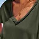 Tankaneo Womens Oversized Tshirts Deep V Neck Short Sleeve Tops Summer Casual Loose Fit Tee Shirt Army Green (Green, S)