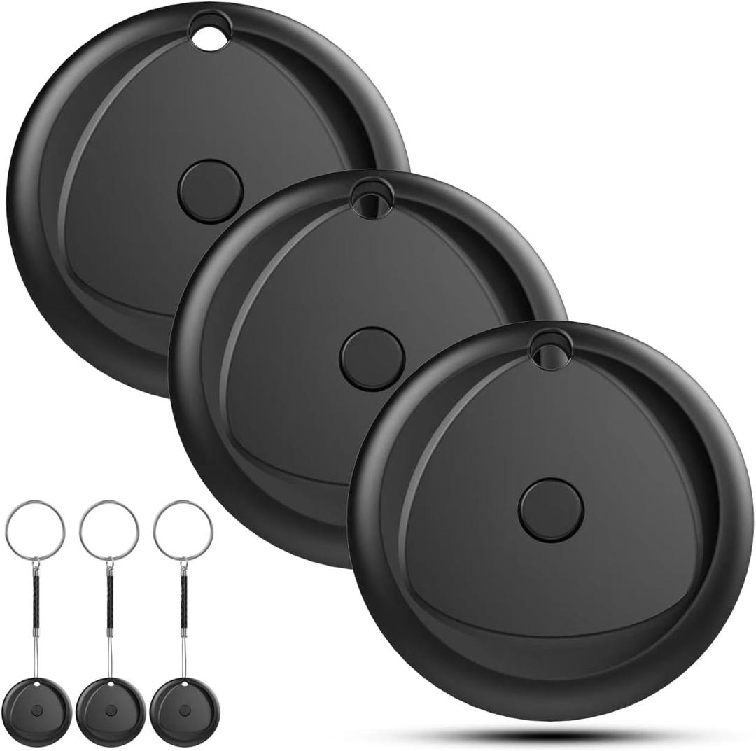 Tracker Tags-3 Pack Work with Apple Find My (iOS Only), [Apple MFi Certified] Key Finder and Item Locator, New Bluetooth 5.3 Tracker, Replaceable Battery Smart Tag for Keys, Wallet, Luggage etc (Black)