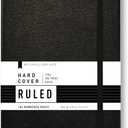 Minimalism Art, Premium Hard Cover Notebook Journal, X-Large Size, Master A4 8.3" x 11.4", 186NumberedPages, GussetedPocket, Ribbon Bookmark, Extra Thick Ink-ProofPaper120gsm (Wide Ruled, Black)