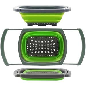 Qimh Colander collapsible, Colander Strainer Over The Sink Vegetable Fruit Strainer Basket (6 Quart) with Extendable Handles, New Kitchen Essentials