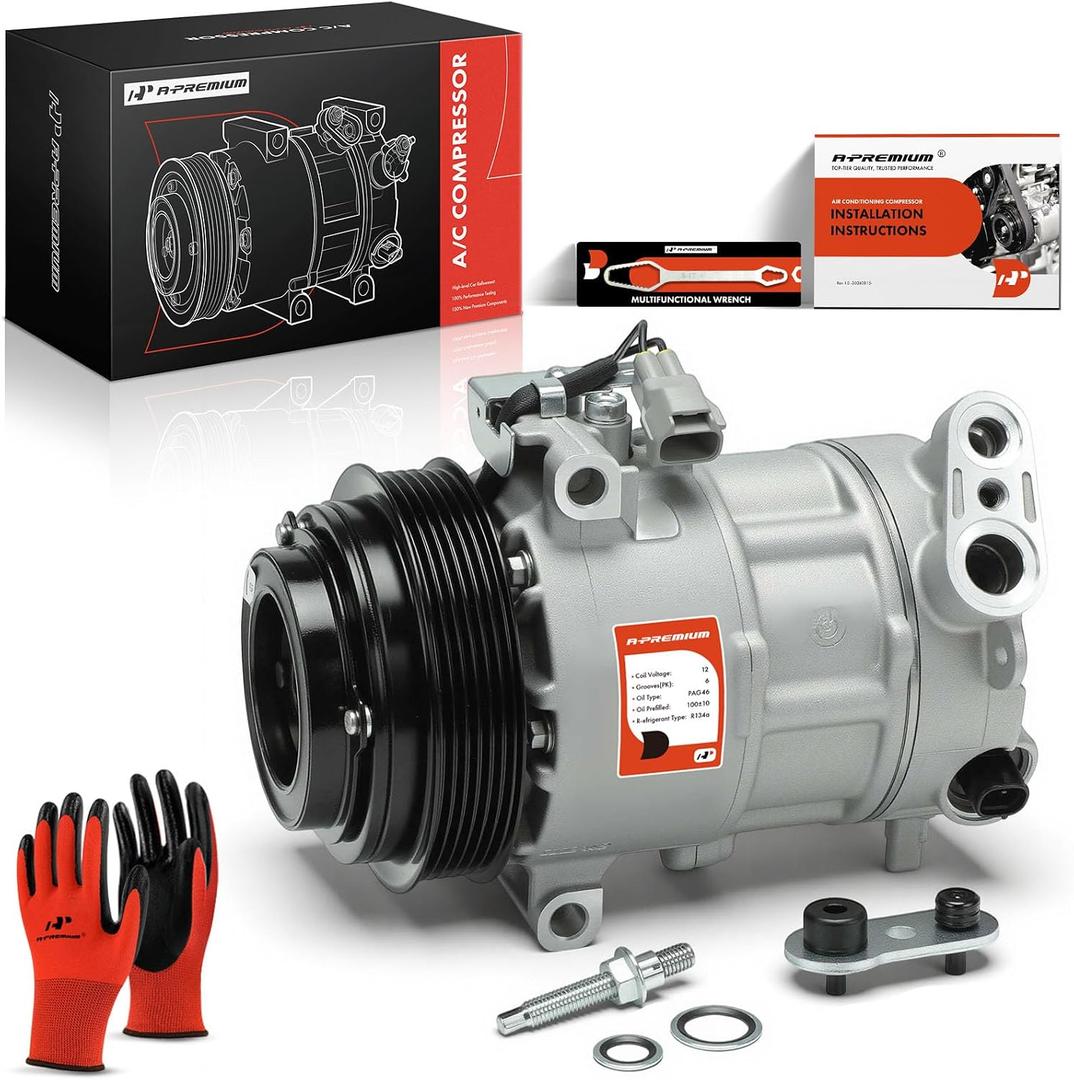 A-Premium Air Conditioner AC Compressor with Clutch Compatible with Dodge Dart 1.4L 2.0L 2.4L 2013-2016, Sedan, 6SBU16 Compressor