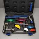 CARVALAX 90° Ratcheting Tube Bender Kit - 7 Color-Coded Aluminum Heads for 1/4" to 7/8" Pipes, Reverse-Bend Adapters & Portable Toolbox, Tube Cutter & Deburring for HVAC/Heating Repair (Blue）