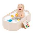 Foldable Kids Bathtub, Portable Baby Bathtub for Newborns to Toddlers, Collapsible Toddler Bath Tub for Shower & Travel, Infant Bath Tub with Non-Slip Base, Space Saving, White