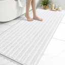 Arotive Luxury Bathroom Rugs 60x24, Extra Soft Thick Absorbent Shaggy Chenille Bath Rugs, Non-Slip Machine Wash Dry, Bath Mats for Bathroom Floor, Tub and Shower, Home Decor Accessories, White