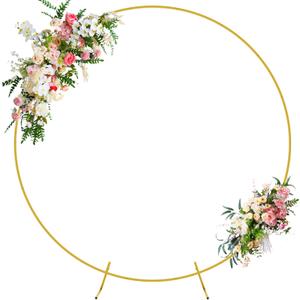 Wokceer Round Backdrop Stand 7.2FT Circle Balloon Arch Frame Circle Backdrop Stand Gold Round Arch for Wedding Birthday Party Bridal Shower Anniversary Event Ceremony Decoration (7.2 ft)