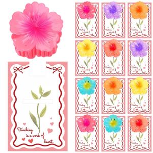 Zeyune 24 Pcs/12 Set Graduation Teacher Gifts Bulk Teaching Is a Work of Heart Set Flower Hair Clips with Appreciation Cards for Women Thank You Gifts for Teacher Appreciation Party Favors