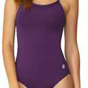 baleaf Women's Athletic Training Adjustable Strap One Piece Swimsuit (Purple, L)