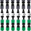 Rossesay 48 Pcs Garden Hose Quick Connector 3/4 Inch Plastic Water Hose Quick Connectors Fittings Male and Female Release Hose Connectors Hose End Adapters with 24 Rubber Gaskets (Grey,Green)