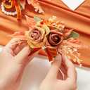 Serwalin 2 Pcs Wrist Corsage and Boutonniere Set, 6-7 Inch Orange Corsage for Wedding, Boutonniere for Men Corsage Wristlet Prom Ceremony Anniversary Accessories Suit