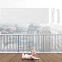 Hosuly Banister Guard 30 x 3 ft Balcony Netting for Kids Pets Stairway Safety Net Baby Fence Door Balcony Netting Safety Mesh Stair Net with No Drilling for Apartment Railing(White)
