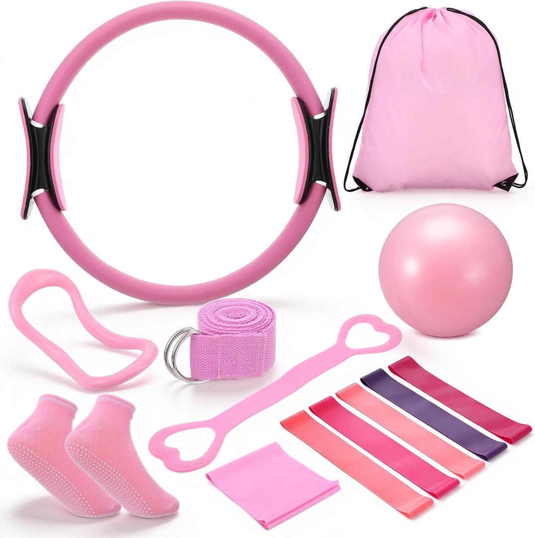 Pilates Kit for Home Workouts Pilate Essentials Kit, Pink