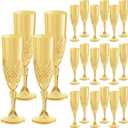 HTTBEIZI Gold Champagne Flutes Set of 24 7oz, Plastic Reusable Glasses Cups Goblets Shatterproof Unbreakable, for Valentines Day Christmas Wedding Party Mimosa Bar