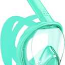 Kids Snorkel Mask Full Face, Snorkeling Gear for Kids 2-14 with Camera Mount, 180 Degree Panoramic View Snorkeling Set Anti-Fog Anti-Leak (Cyan)