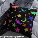 Halloween Fabric by The Yard, Cartoon Bat Upholstery, Moon Star Galaxy Indoor/Outdoor, Spooky Themed Waterproof Decorative Fabric for Quilting, Sewing, DIY Gifts, 2 Yards, Colorful (Multi 061)
