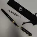 Dryden Designs Fountain Pen Medium Nib Gift Pouch - with 24 Ink Cartridges - MCM (Intense Black)