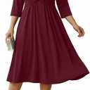 Talisea Plus Size Dress for Women Twist Knot V Neck 3/4 Sleeves A Line Wedding Guest Midi Dresses, 16W