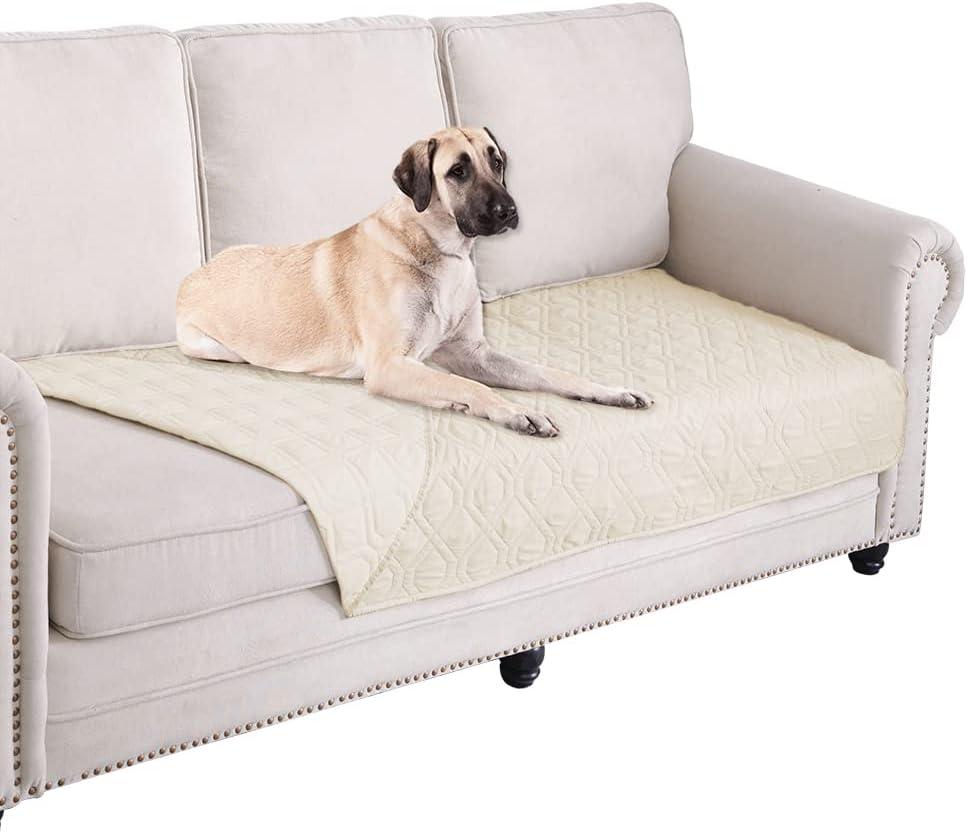 Ameritex Waterproof Blanket Reversible Dog Bed Cover Pet Blanket for Furniture Bed Couch Sofa (30x70 Inch (Pack of 1), Ivory)