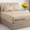 Extra Deep Cal King Sheet Set - 6 Piece Breathable & Cooling Sheets - Hotel Luxury Bedding Set w/18-24 Inch Extra Deep Pockets - Easy Fit - Super Soft, Wrinkle Free and Comfy - Cream, Cal King Size (California King, 10 - Cream)