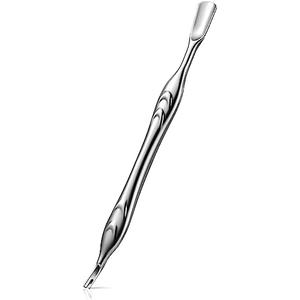 FERYES Cuticle Pusher with Fork, 2-in-1 Cuticle Trimmer Nail Care Tool, Stainless Steel Cuticle Remover Tool for Manicures and Pedicures - Silver