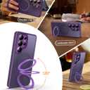 for Samsung Galaxy S26 Ultra Case with Magnetic Invisible Stand, [Compatible with MagSafe] [Military Drop Protection] Shockproof Slim Translucent Matte Case for S26 Ultra, Purple