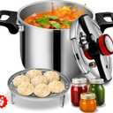 pressure cooker stainless steel 8 qt, Olla de presion, stainless steel Pressure Cooker 8+ qt, Compatible with Induction and Gas Stovetops, ollas de presin para cocinar panela de pressao